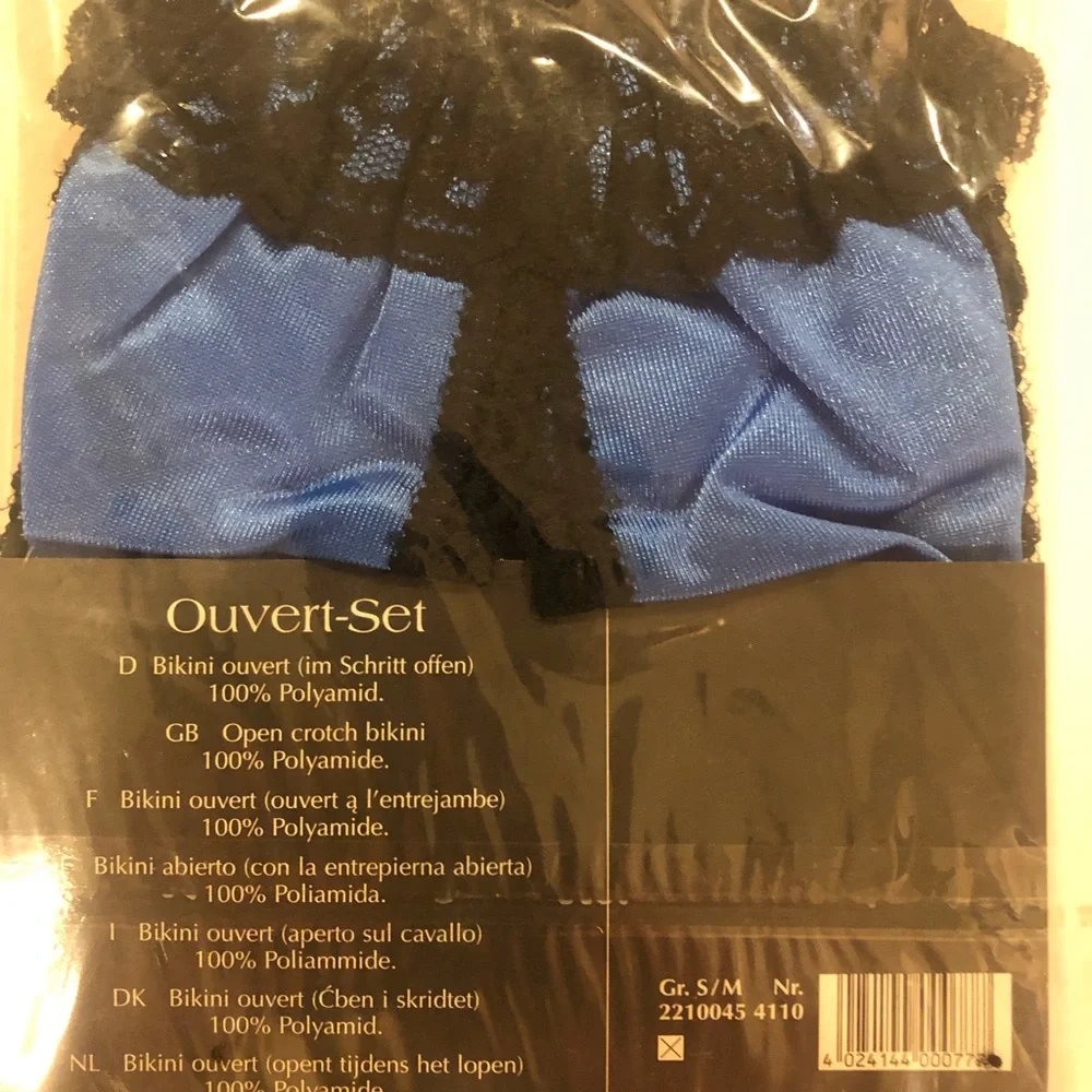 Sexy Lingerie Ouvert Set In Blue And Black New - Picture 2 of 2